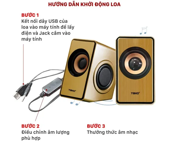 Loa Máy Tính 2.0 Tako A760 Công Suất 6W - Âm Thanh Sống Động, Thiết Kế Hiện Đại Cho PC, Laptop, TV