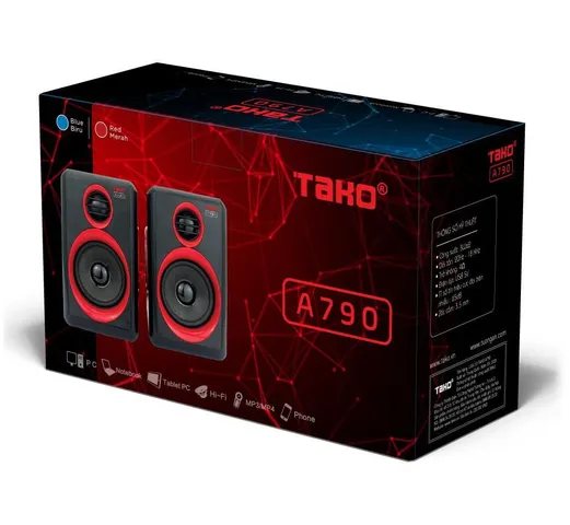 Loa Máy Tính 2.0 Tako A790 - Thiết Kế Sang Trọng, Jack 3.5mm, Cổng USB, Âm Thanh Bass Chất Lượng, Tương Thích Với Laptop, DVD
