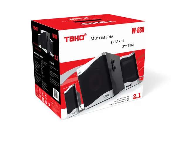Loa Máy Tính 2.1 Tako W-888 - Âm Thanh Hoàn Hảo, Dải Tần Rộng 45Hz-20kHz, Phù Hợp Nghe Nhạc, Chơi Game, Xem Phim