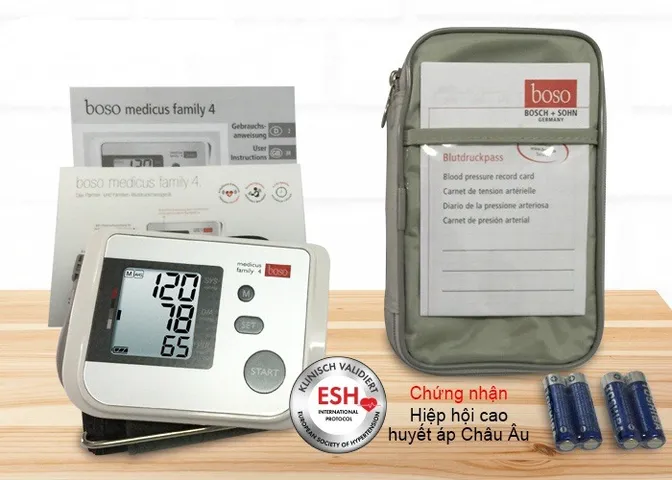 Máy đo huyết áp bắp tay tự động Boso Medicus Family 4 - Độ chính xác 99%, 60 bộ nhớ cho 4 người, màn hình LCD dễ đọc