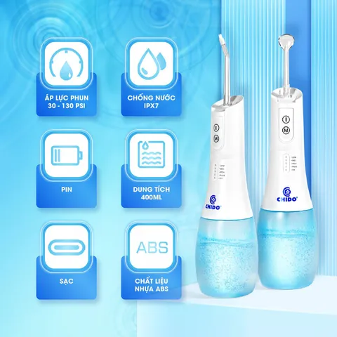 Máy tăm nước Chido WF-238 Chống Nước IPX7 - 5 Chế Độ Vệ Sinh Răng Miệng Hiệu Quả, Công Nghệ Sóng Xung, Pin Lithium, Dung Tích 400ml