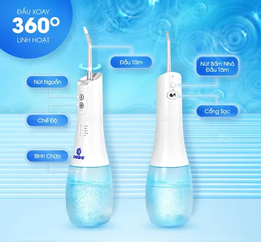 Máy tăm nước Chido WF-238 Chống Nước IPX7 - 5 Chế Độ Vệ Sinh Răng Miệng Hiệu Quả, Công Nghệ Sóng Xung, Pin Lithium, Dung Tích 400ml