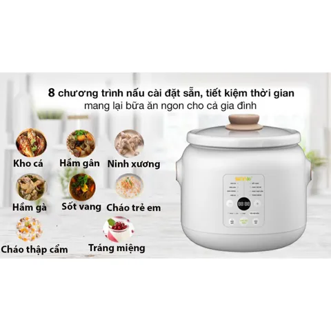 Nồi Nấu Chậm Điện Tử Nhỏ Gọn Bennix BN-30SLC 3L - Đa Năng Hầm Ninh, Giữ Nhiệt, Tiết Kiệm Điện Cho Gia Đình