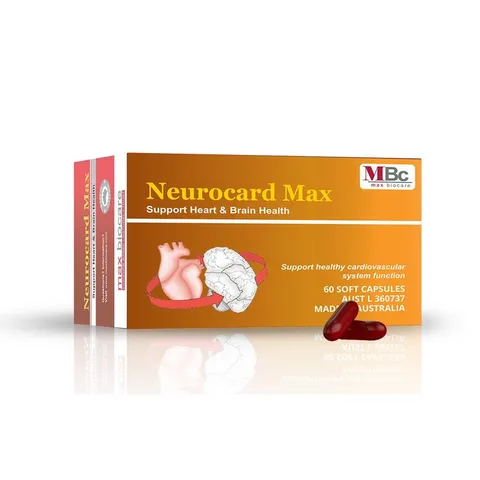 Viên uống hỗ trợ não bộ và tim mạch Neurocard Max 60 viên - Bổ sung Omega-3, Bacopa Monnieri, cải thiện trí nhớ và sức khỏe tim mạch từ Úc