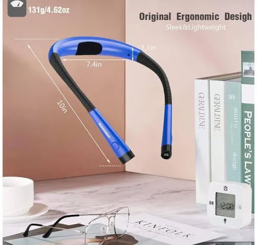 Đèn pin 2 đầu Glocusent LED Đọc Sách Đeo Cổ - Đèn Sáng Pin Sạc USB, 3 Màu Sáng, 6 Độ Sáng, Tiện Lợi Cho Du Lịch và Công Việc Tại Nhà