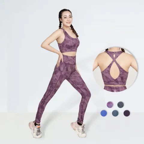 Bộ Đồ Tập Gym Nữ S40040 - Áo Bra 2 Lớp Xoắn Lưng & Quần Legging Cạp Cao Thể Thao Thoải Mái, Ôm Dáng Tôn Vóc