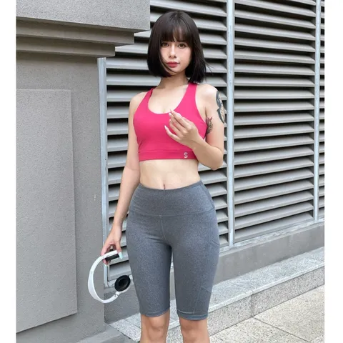 Bộ Đồ Tập Gym Nữ SL210411 - Quần Biker Short Cao Giãn Kết Hợp Áo Bra Hai Lớp Thời Trang, Thể Dục, Yoga