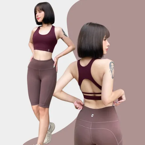 Bộ Đồ Tập Gym Nữ SL210411 - Quần Biker Short Cao Giãn Kết Hợp Áo Bra Hai Lớp Thời Trang, Thể Dục, Yoga