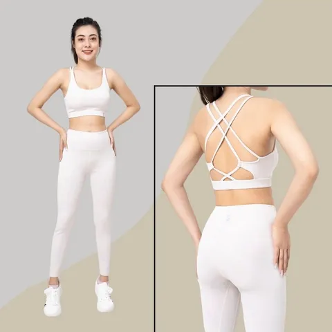 Bộ Đồ Tập Gym Nữ SL210513 - Áo Bra 3 Lớp Phối Quần Legging Cạp Cao Thời Trang Chất Liệu Co Giãn, Thấm Hút Mồ Hôi