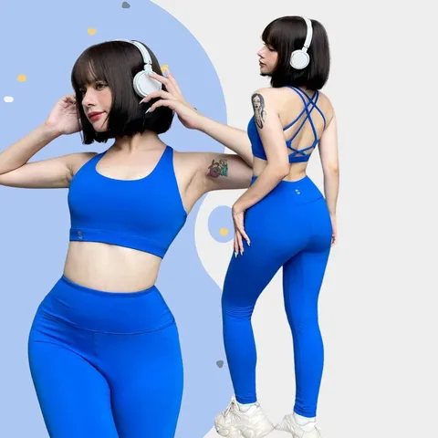 Bộ Đồ Tập Gym Nữ SL210513 - Áo Bra 3 Lớp Phối Quần Legging Cạp Cao Thời Trang Chất Liệu Co Giãn, Thấm Hút Mồ Hôi