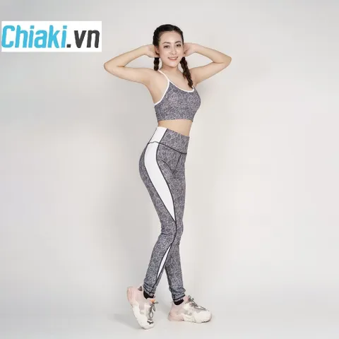 Bộ đồ tập yoga nữ S40039 - Áo bra 2 dây và quần legging lưng cao thời trang, thoải mái cho gym và thể thao
