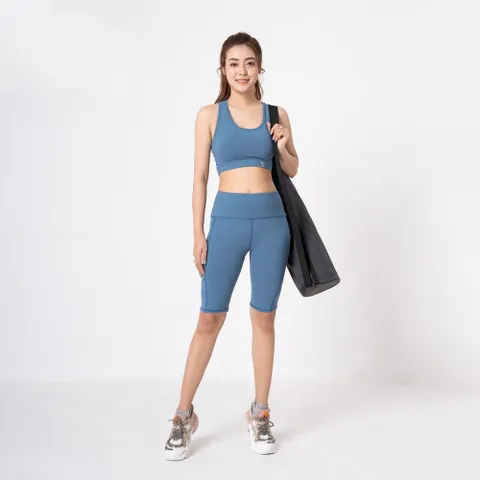 Bộ đùi tập gym nữ SL210410 - Áo bra phối quần Biker short nâng mông, chất liệu thun co giãn 4 chiều, thoáng khí, phù hợp yoga và aerobic