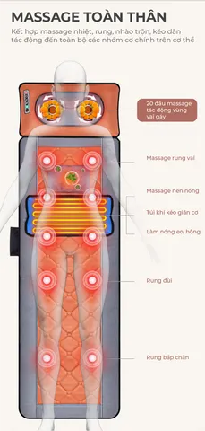 Đệm massage toàn thân hồng ngoại VP-N20D - Thiết bị massage hiện đại, giảm đau, thư giãn hiệu quả, cao cấp từ Vispo