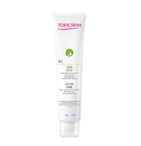Kem dưỡng Topicrem AC Active Care giảm mụn, mờ thâm hiệu quả - Chăm sóc da dầu, nhạy cảm, 40ml, xuất xứ Pháp