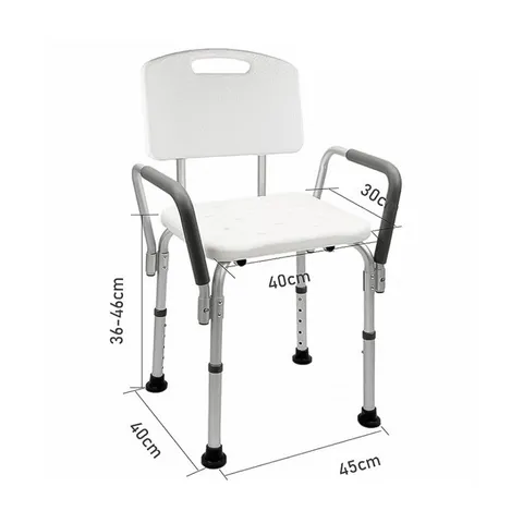 Ghế Tắm Khung Nhôm Lucass SC-98TL Có Tựa Lưng & Tay Vịn - Ghế Ngồi Tắm Cho Người Già, Chất Liệu ABS Cao Cấp, An Toàn Chống Trơn Trượt