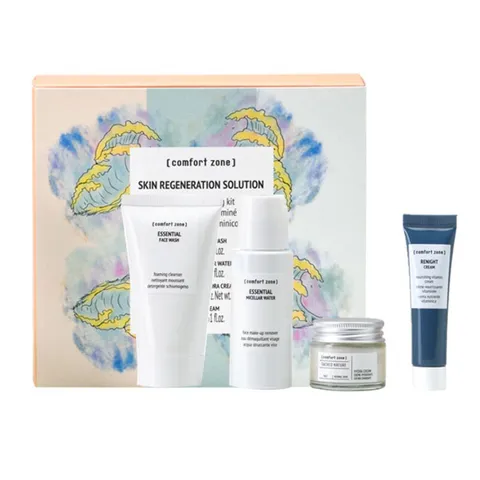 Bộ 4 Món Dưỡng Da Làm Sạch Comfort Zone Skin Regeneration - Set Du Lịch Dưỡng Ẩm, Rửa Mặt, Tẩy Trang cho Làn Da Tươi Trẻ
