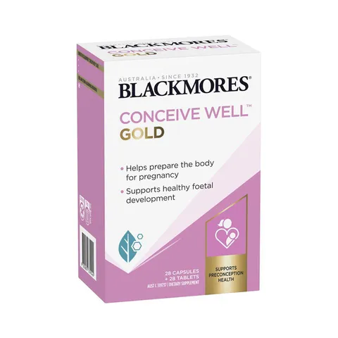 Viên uống Blackmores Conceive Well Gold - Hỗ trợ tăng khả năng thụ thai cho phụ nữ, bổ sung vitamin và chất dinh dưỡng cần thiết 56 viên