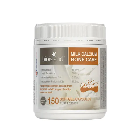 (Hàng Chính Hãng- Đủ VAT) Viên uống bổ sung Canxi Bio Island Milk Calcium Bone Care 150 viên - Hỗ trợ sức khỏe xương và răng chắc khỏe với vitamin D3, K2.