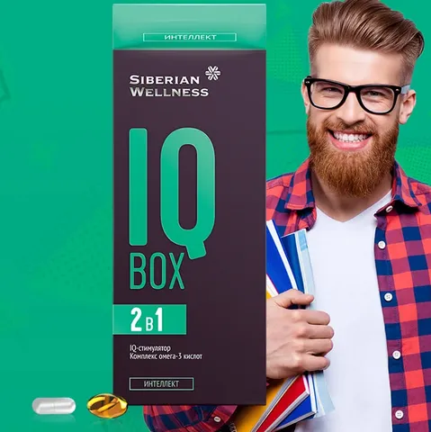 Viên Uống Tăng Cường Trí Nhớ Siberian Wellness IQ Box - Omega-3, Dầu Lanh, Chiết Xuất Ginkgo Hỗ Trợ Tuần Hoàn Não, Cải Thiện Nhận Thức
