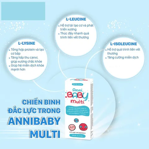 Vitamin tổng hợp Anni Baby Multi 120ml - Hỗ trợ trẻ ăn ngon, tăng cường sức đề kháng cho bé từ 1 tuổi, 21 loại vitamin thiết yếu