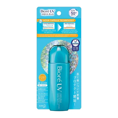 Kem Chống Nắng Biore UV Aqua Rich Lotion SPF50+ PA++++ - Kết Cấu Mỏng Nhẹ, Thấm Nhanh, Bảo Vệ Da Nắng Tốt Nhất