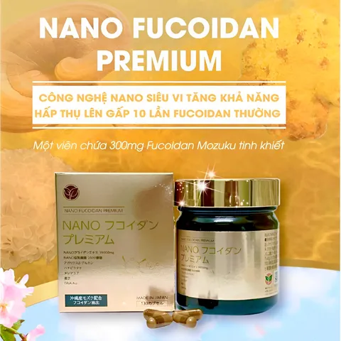 Viên Uống Hỗ Trợ Cải Thiện Sức Khỏe Nano Fucoidan Premium - Tăng Cường Sức Đề Kháng, Phục Hồi Cơ Thể, Chứa Nấm Thượng Hoàng, Linh Chi 130 Viên