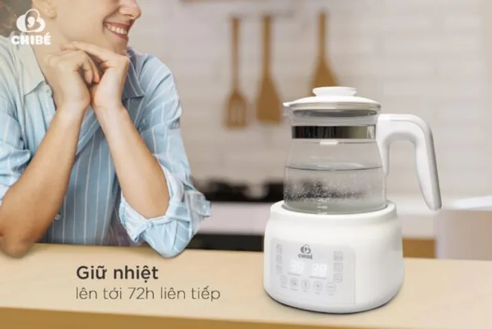 Ấm đun nước pha sữa thông minh Chibé MB002 - Giữ nhiệt 72h, điều khiển từ xa, hiển thị nhiệt độ chính xác, tiện lợi cho mẹ và bé