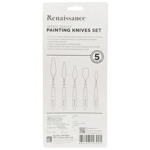 Bộ 5 Chiếc Bay Pha Màu Renaissance - Dụng Cụ Vẽ Sơn Acrylic, Sơn Dầu Chất Lượng Cao, Lưỡi Thép Không Gỉ, Thiết Kế Đẹp Mắt