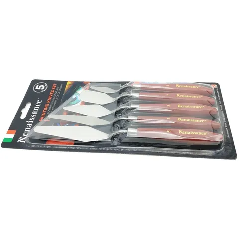 Bộ 5 Chiếc Bay Pha Màu Renaissance - Dụng Cụ Vẽ Sơn Acrylic, Sơn Dầu Chất Lượng Cao, Lưỡi Thép Không Gỉ, Thiết Kế Đẹp Mắt