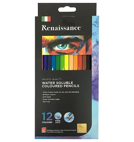 Bộ Bút Chì Màu Nước Renaissance Thái Lan 12/36 Màu - Mềm Mại, Sắc Màu Sống Động, Phù Hợp Vẽ Tranh, Nghệ Thuật Tạo Hiệu Ứng Pha Màu