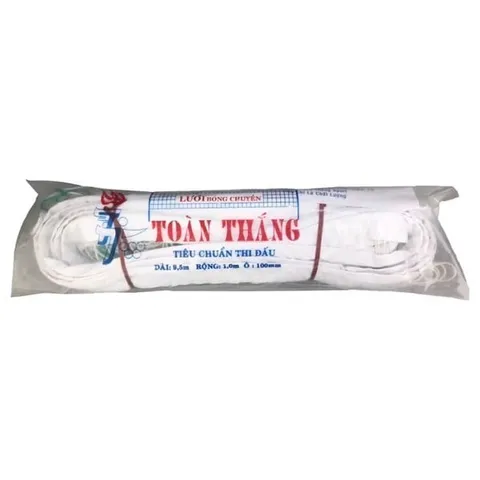 Lưới Bóng Chuyền Toàn Thắng Cáp Cước - Chất Liệu Cao Cấp, Kích Thước 9.5m x 1m, Thi Đấu Chuyên Nghiệp, Màu Trắng