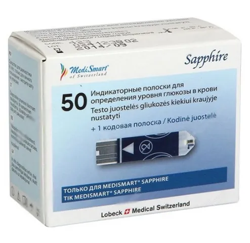 Que Thử Đường Huyết Medismart Sapphire Plus - Hộp 25 Que Đo Lượng Glucose Chính Xác Dễ Sử Dụng Tại Nhà