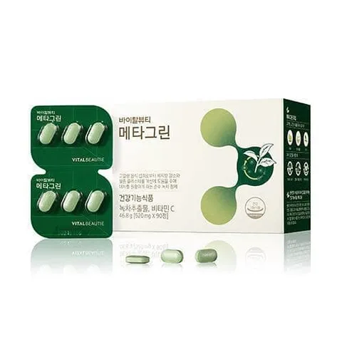 Viên Hỗ Trợ Giảm Cân Trà Xanh Meta Green - Vital Beautie, Detox, Tăng Cường Thể Lực, Giữ Dáng Thon Gọn, 90 Viên/ Hộp