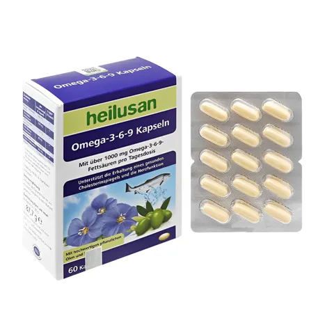 Viên uống Omega-3-6-9 Heilusan của Đức - Tăng cường sức khỏe, bảo vệ thị lực, làm chậm lão hóa da - 60 viên hỗ trợ toàn diện sức khỏe
