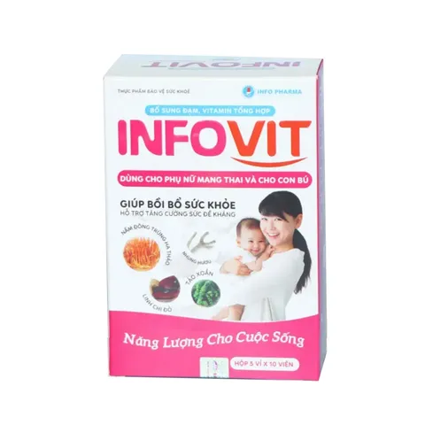 Viên Uống Vitamin Tổng Hợp Infovit Cho Mẹ Bầu - Bổ Sung Vitamin, Khoáng Chất Tăng Cường Sức Khỏe Thai Kỳ, Hộp 50 Viên