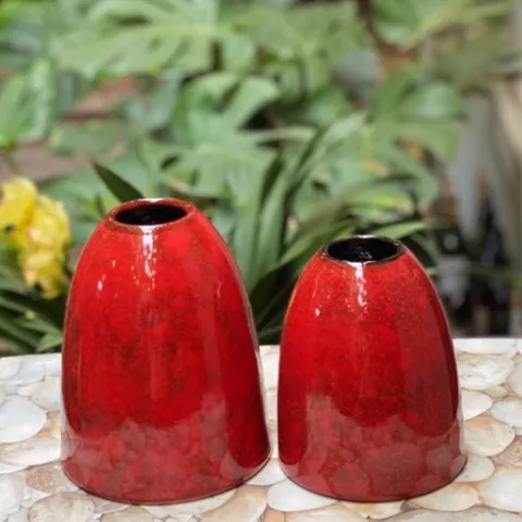 Bình hoa gốm Bát Tràng dáng chuông họa tiết trơn - Trang trí nhà cửa, cây cảnh nhỏ xinh, nhiều màu sắc, tinh tế