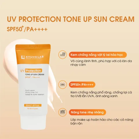 Kem Chống Nắng Uv Protection Tone Up Suncream Kyung Lab SPF50+ PA++++ - Bảo Vệ Da, Nâng Tone, Dưỡng Ẩm, Phù Hợp Mọi Loại Da