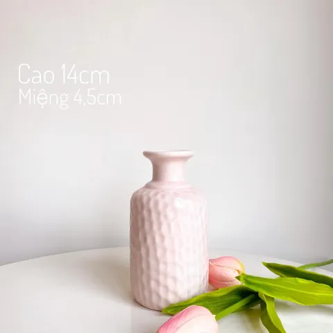 Bình Hoa Mini Bát Tràng Men Bóng Hồng Pastel - Trang Trí Nghệ Thuật Cho Không Gian Nội Thất Sang Trọng