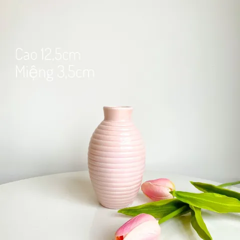 Bình Hoa Mini Bát Tràng Men Bóng Hồng Pastel - Trang Trí Nghệ Thuật Cho Không Gian Nội Thất Sang Trọng