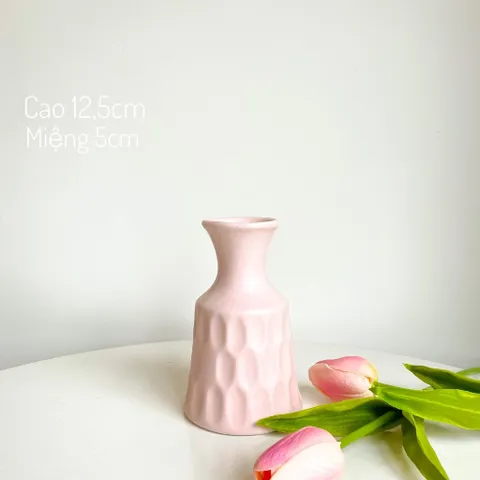 Bình Hoa Mini Bát Tràng Men Bóng Hồng Pastel - Trang Trí Nghệ Thuật Cho Không Gian Nội Thất Sang Trọng