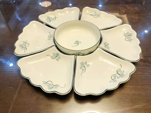 Bộ bát đĩa Bát Tràng hoa mặt trời 7 món - Gốm sứ cao cấp vẽ tay tinh xảo, bộ dụng cụ ăn đẹp mắt cho gia đình
