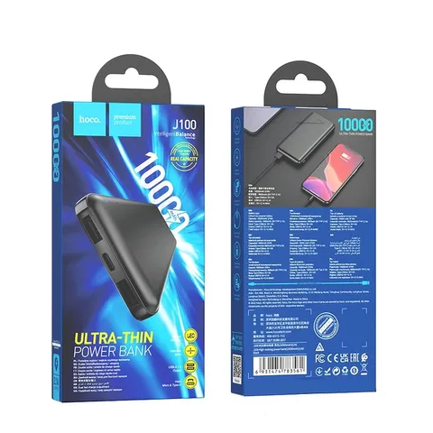 Pin Sạc Dự Phòng Hoco J100 10000mAh Sạc Nhanh 2.0 - Thiết Kế Nhỏ Gọn, Tích Hợp 2 Cổng USB, An Toàn Chống Cháy Nổ