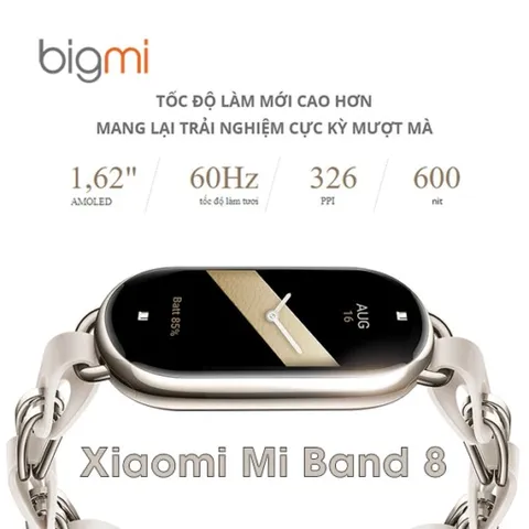 Vòng Đeo Tay Thông Minh Xiaomi Mi Band 8 - Màn Hình AMOLED 1.62 inch, Theo Dõi Sức Khỏe, 150 Môn Thể Thao, Kháng Nước 5ATM