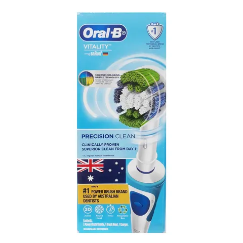 Bàn chải điện Oral-B Vitality Braun - Chăm sóc răng miệng tối ưu, công nghệ hiện đại, hiệu quả làm sạch mảng bám cho cả gia đình.