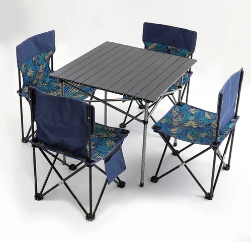 Bộ Bàn Ghế Dã Ngoại 4 Ghế 1 Bàn Gấp Gọn Tiện Dụng - Đồ Camping Ngoài Trời Cao Cấp Có Túi Đựng, Hoạt Động Gia Đình