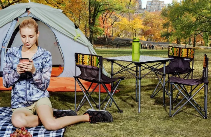 Bộ Bàn Ghế Dã Ngoại 4 Ghế 1 Bàn Gấp Gọn Tiện Dụng - Đồ Camping Ngoài Trời Cao Cấp Có Túi Đựng, Hoạt Động Gia Đình