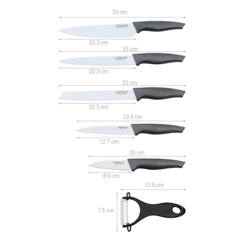 Bộ dao nhà bếp 6 món Lock&Lock CKK101S01 - Chất liệu thép không gỉ, lưỡi phủ sứ, thiết kế sang trọng, dụng cụ đa năng cho gian bếp hoàn hảo
