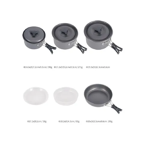Bộ Nồi Chảo Cắm Trại 5-6 Người AoTu DS-500 - 13 Món Nhôm Chịu Nhiệt, Đồ Dùng Dã Ngoại Hoàn Hảo Cho Gia Đình và Bạn Bè