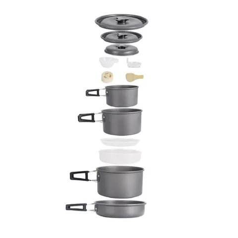 Bộ Nồi Chảo Cắm Trại 5-6 Người AoTu DS-500 - 13 Món Nhôm Chịu Nhiệt, Đồ Dùng Dã Ngoại Hoàn Hảo Cho Gia Đình và Bạn Bè