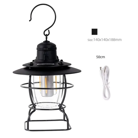 Đèn Cắm Trại Chiếu Sáng Ngoài Trời Pin Sạc Dáng Cổ Điển CLS - Bền Bỉ, Chống Gỉ, 3 Chế Độ Ánh Sáng - Phụ Kiện Dã Ngoại Hoàn Hảo